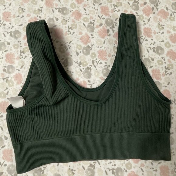 aerie SMALL Ribbed Sports Bra / Top - Dark Green - removable pads included - Picture 5 of 11